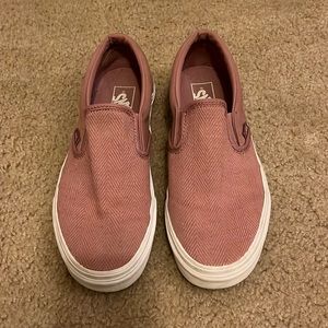 Vans, pink woven slip-ons